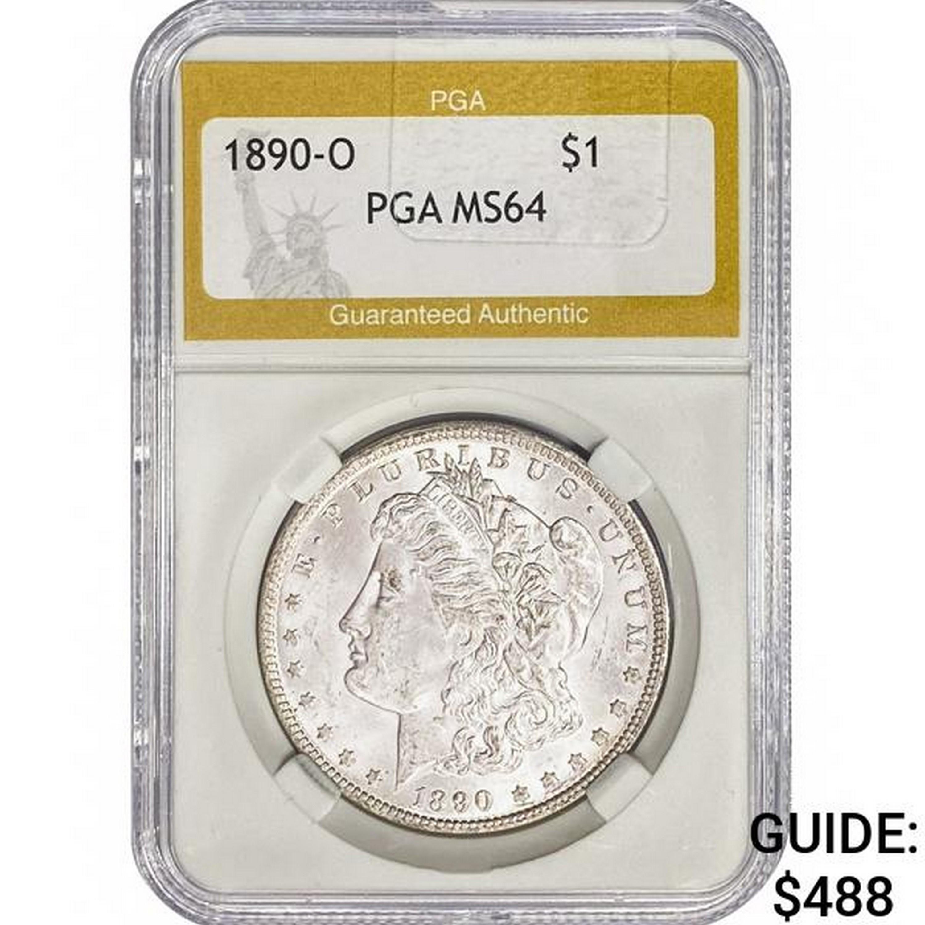 1890-O Morgan Silver Dollar PGA MS64