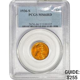 1936-S Wheat Cent PCGS MS66 RD