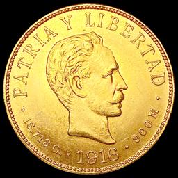 1916 Cuba .4838oz Gold 10 Pesos UNCIRCULATED