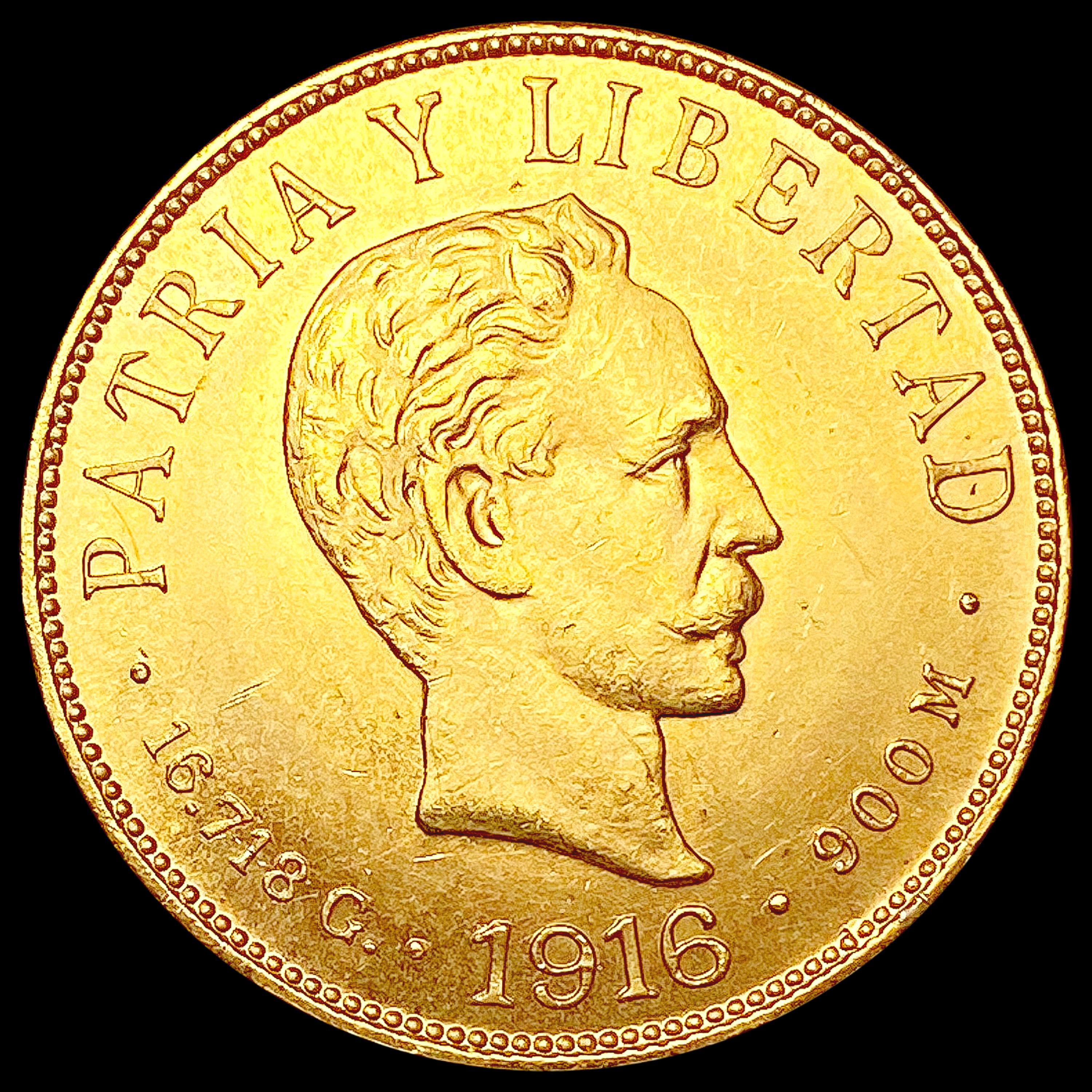 1916 Cuba .4838oz Gold 10 Pesos UNCIRCULATED