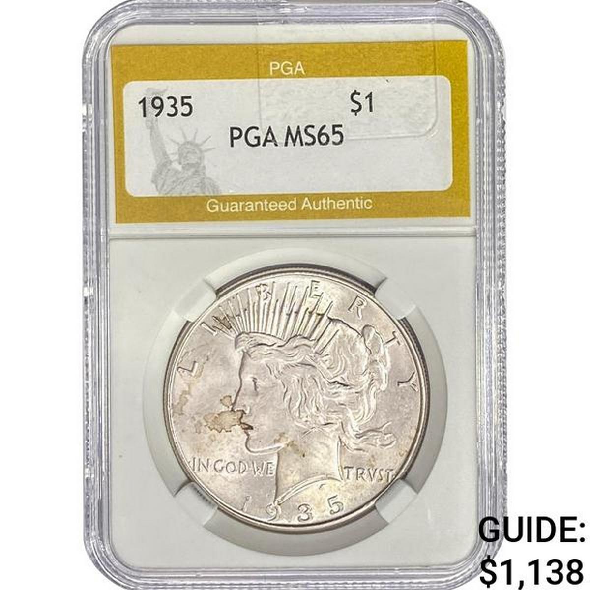 1935 Silver Peace Dollar PGA MS65