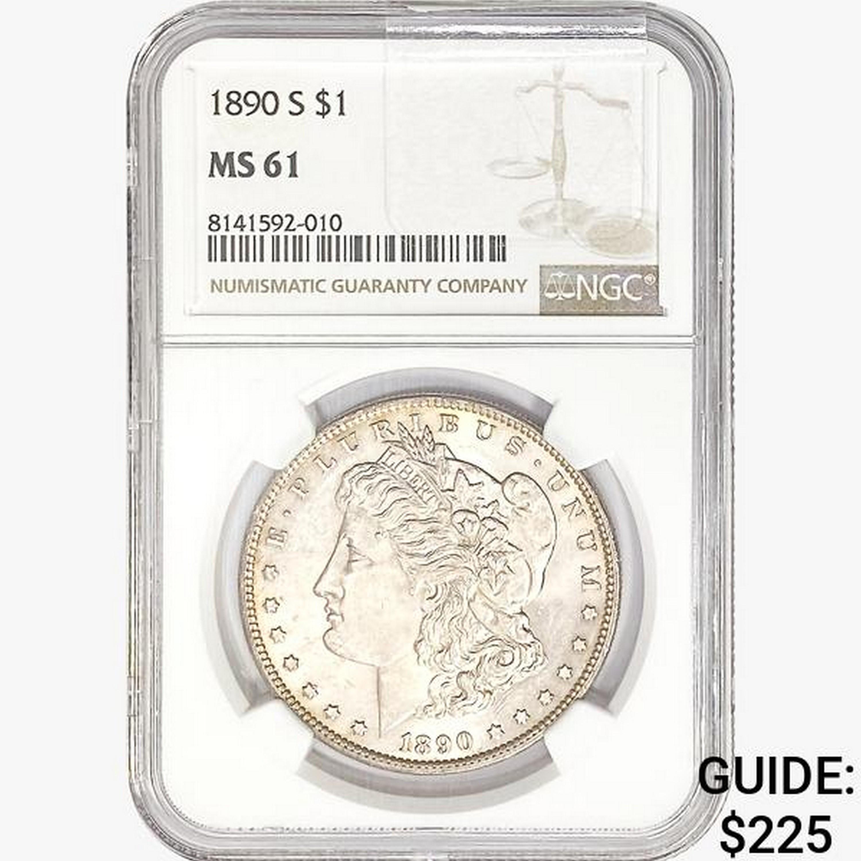 1890-S Morgan Silver Dollar NGC MS61