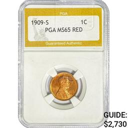 1909-S Wheat Cent PGA MS65 RED