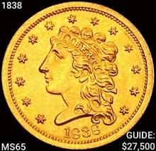 1838 $2.50 Gold Quarter Eagle GEM BU