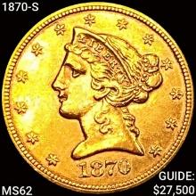 1870-S $5 Gold Half Eagle UNCIRCULATED