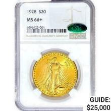 1928 CAC $20 Gold Double Eagle NGC MS66+