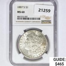 1887-S Morgan Silver Dollar NGC MS60