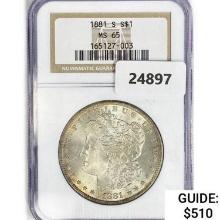 1881-S Morgan Silver Dollar NGC MS65