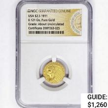 1911 $2.50 Gold Quarter Eagle NGC AU