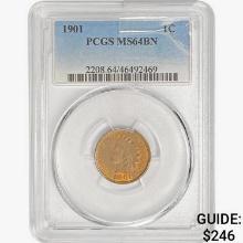 1901 Indian Head Cent PCGS MS64 BN