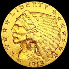 1913 $2.50 Gold Quarter Eagle CLOSELY UNCIRCULATED