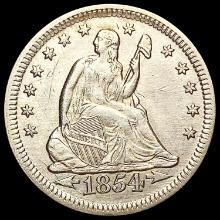 1854 Arws Seated Liberty Quarter CLOSELY UNCIRCULA