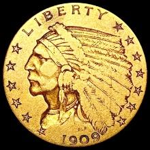 1909 $2.50 Gold Quarter Eagle CLOSELY UNCIRCULATED