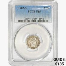 1902-S Barber Dime PCGS F15