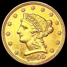 1905 $2.50 Gold Quarter Eagle CLOSELY UNCIRCULATED