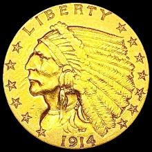 1914 $2.50 Gold Quarter Eagle CLOSELY UNCIRCULATED