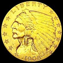 1908 $2.50 Gold Quarter Eagle CLOSELY UNCIRCULATED