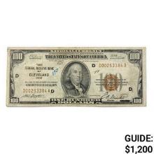 1929 D $100 US Cleveland Bank, OH Fed Res Note