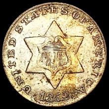 1852 Silver Three Cent CHOICE AU