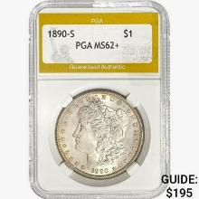 1890-S Morgan Silver Dollar PGA MS62+