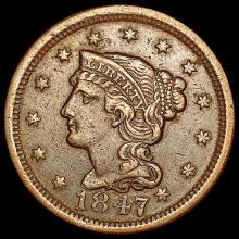 1847 Braided Hair Large Cent CLOSELY UNCIRCULATED