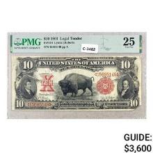 1901 $10 BISON LT UNITED STATES NOTE PMG VF25