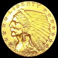 1914-D $2.50 Gold Quarter Eagle CLOSELY UNCIRCULAT