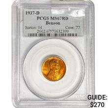 1937-D Wheat Cent PCGS MS67 RD Benson