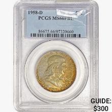 1958-D Franklin Half Dollar PCGS MS66 FBL