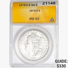 1878-S Morgan Silver Dollar ANACS MS63