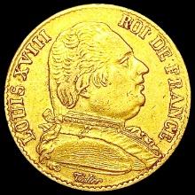 1814 France .1867oz Gold 20 Francs CLOSELY UNCIRCU