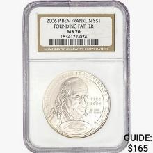 2006-P Silver Ben Franklin Dollar NGC MS70