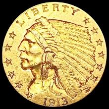 1913 $2.50 Gold Quarter Eagle NEARLY UNCIRCULATED