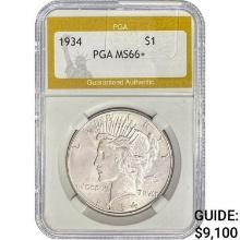 1934 Silver Peace Dollar PGA MS66+