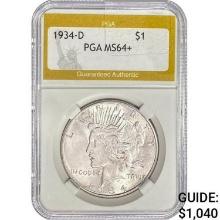 1934-D Silver Peace Dollar PGA MS64+