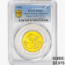 1982 1/2oz. Gold China Panda People's Rep. PCGS MS