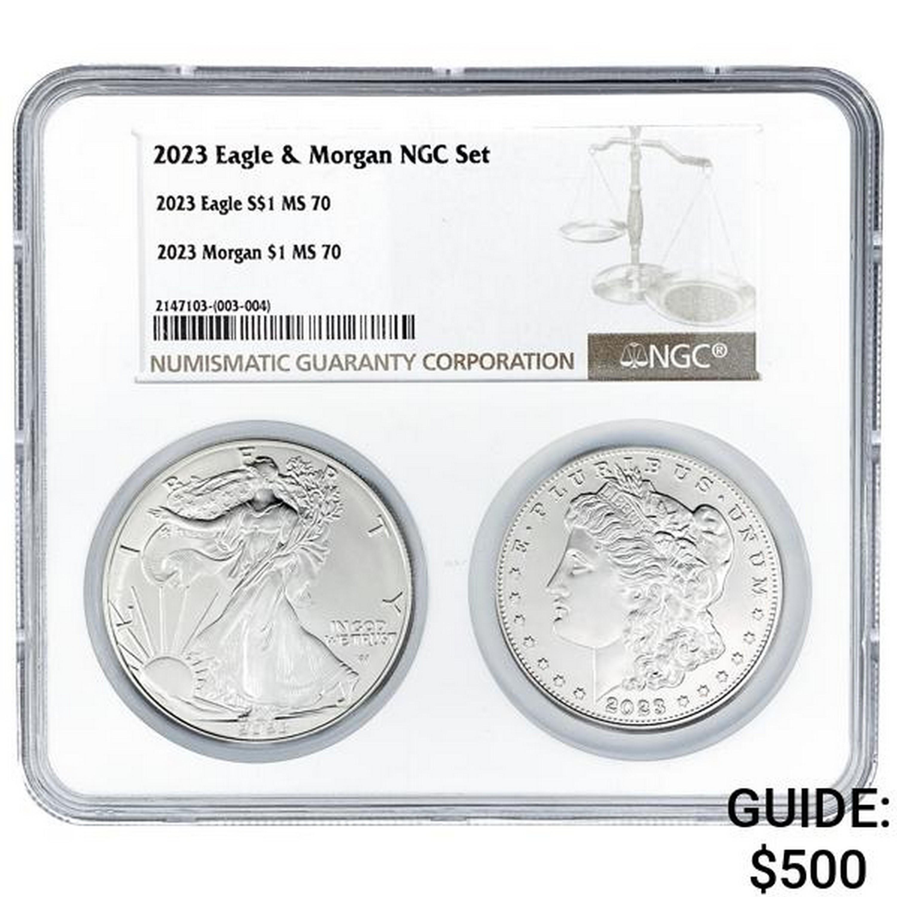 2023 Eagle & 2023 Morgan MS 70  2 Coin Set