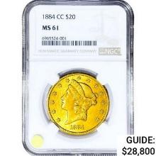 1884-CC $20 Gold Double Eagle NGC MS61