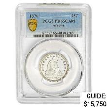 1874 ARWS Seated Liberty Quarter PCGS PR65 CAM