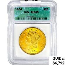 1904 $20 Gold Double Eagle ICG MS65