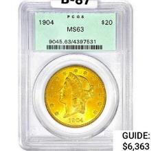 1904 $20 Gold Double Eagle PCGS MS63