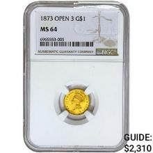 1873 Rare Gold Dollar NGC MS64 Open 3