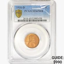 1931-D Wheat Cent PCGS MS65 RB