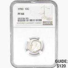 1950 Roosevelt Dime NGC PF66