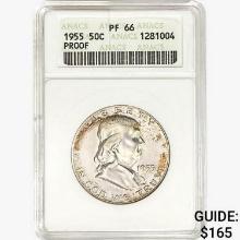 1955 Franklin Half Dollar ANACS PF66