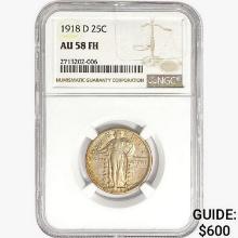 1918-D Standing Liberty Quarter NGC AU58 FH