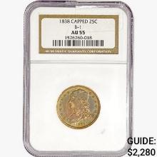 1838 Capped Bust Quarter NGC AU55 B-1 Capped