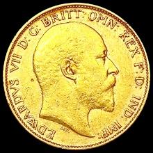 1903 G. Britain .1178oz Gold 1/2oz Sovereign NEARL