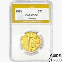 1989 $25 1/2oz. American Gold Eagle PGA MS70