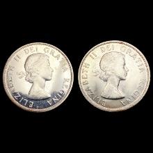 [2] Canada Silver Dollars [1958, 1963] CHOICE BU